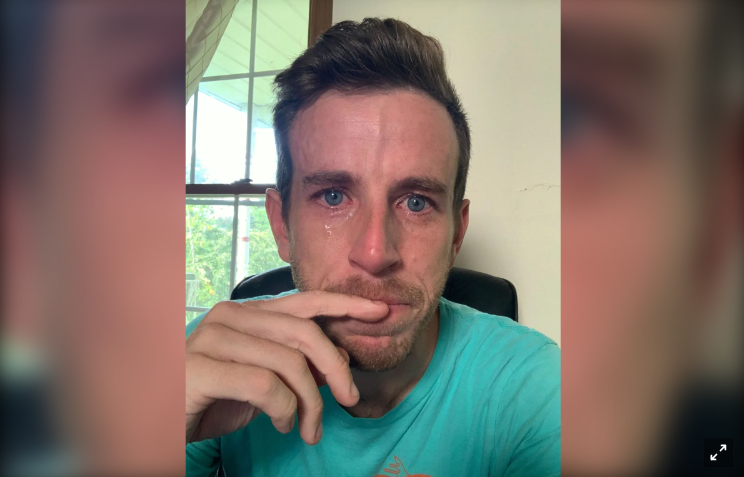 Photo of CEO Braden Wallake crying
