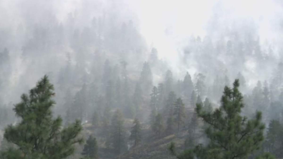 Smoke rises on Friday from the Richter Mountain wildfire that’s burning around 17 km due west of Osoyoos, B.C.