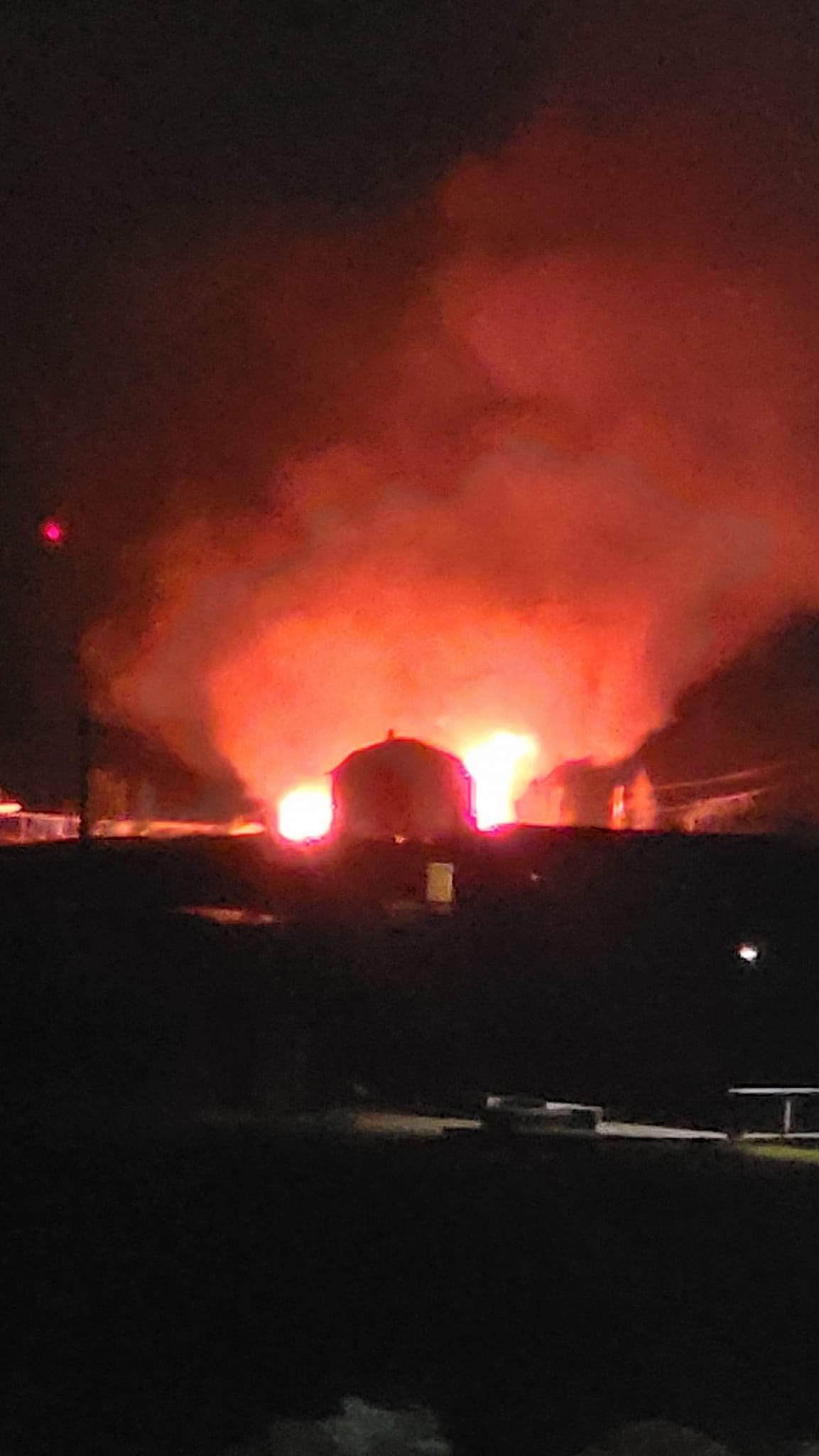 Fire destroyed a church in Fort Chipewyan, Alta., Thursday, Aug. 25, 2022.