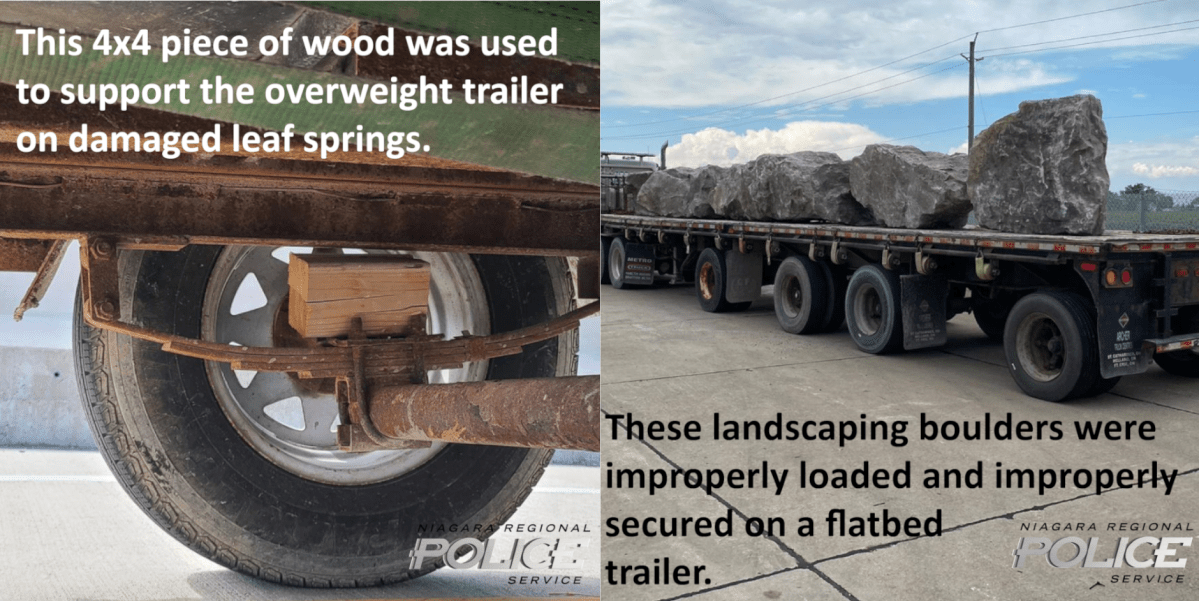 Pictures from a one-day joint police operation on Aug. 16, 2022 in Niagara Region to identify commercial vehicles intentionally bypassing the Vineland Inspection Station.