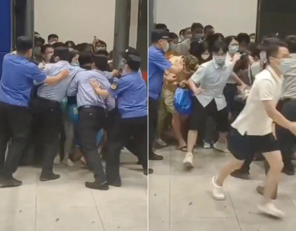 IKEA shoppers in Shanghai forced their way past authorities after a lockdown was announced.