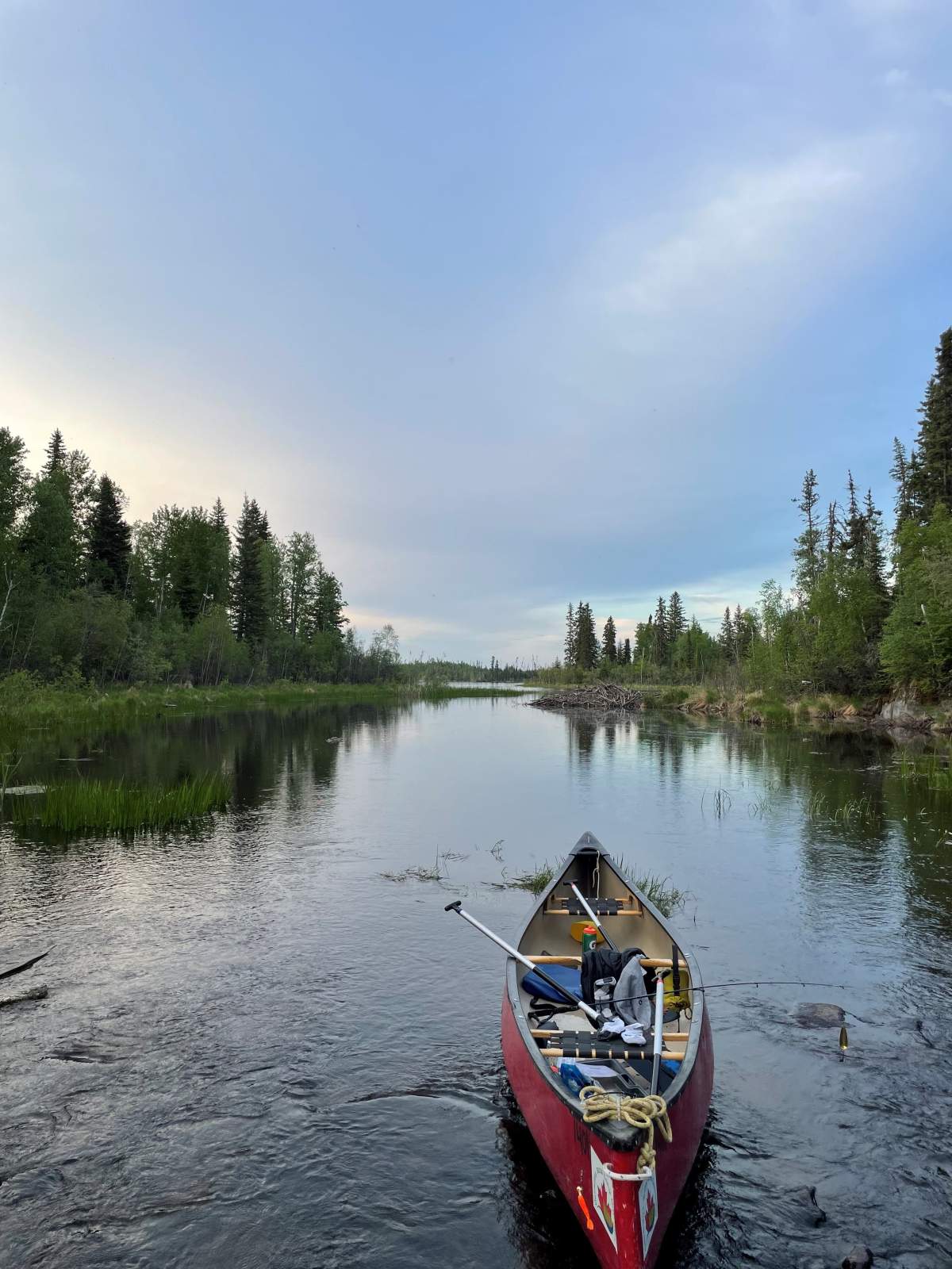 churchill river red canoe