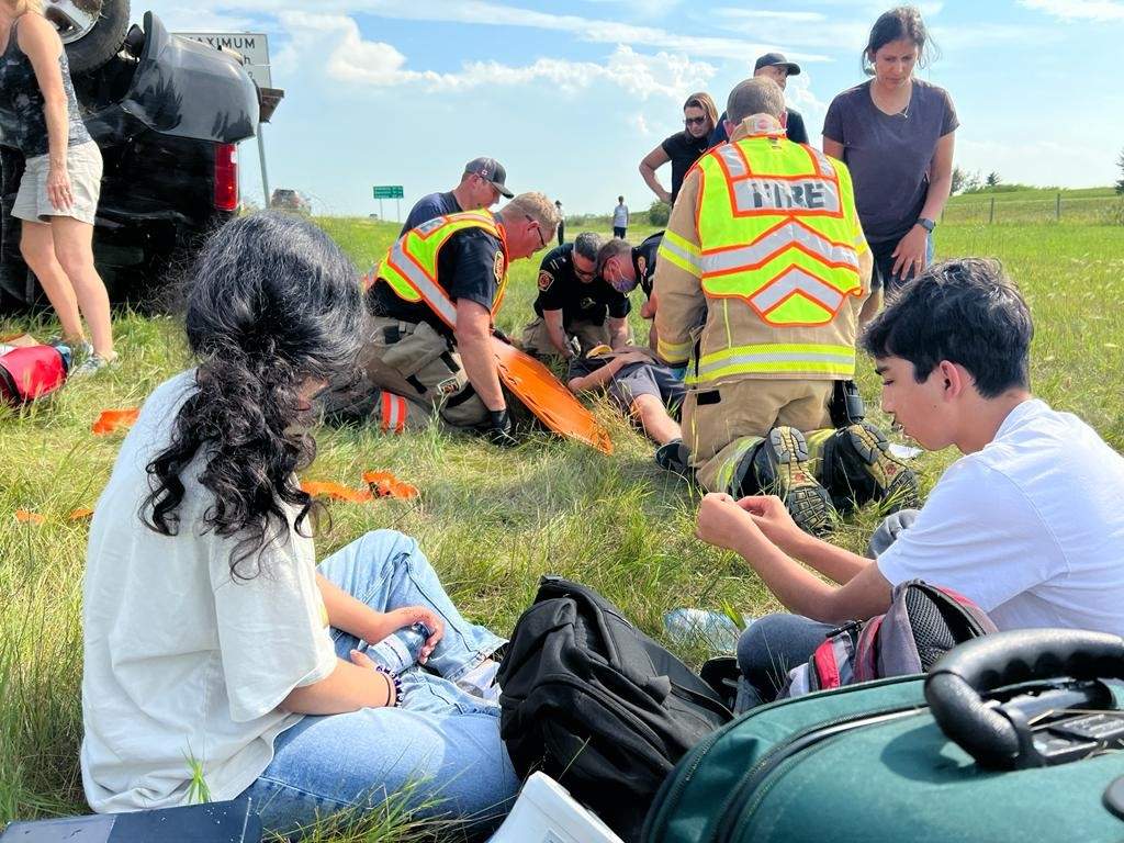 On duty first responders arrived on scene shortly after rollover.