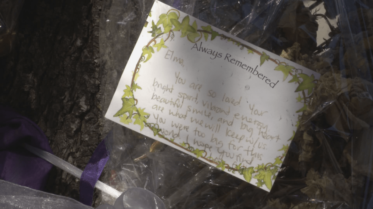 A tribute to Elma Enan, the woman found dead alongside O’Soup, at a growing memorial outside The Heatley Block. Enan, in her thirties, is the relative of a serving member of the Vancouver Police Department.