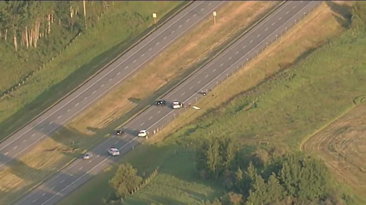 RCMP at the scene of a fatal crash westbound on Highway 1 near Hermitage Road on Aug. 17, 2022.