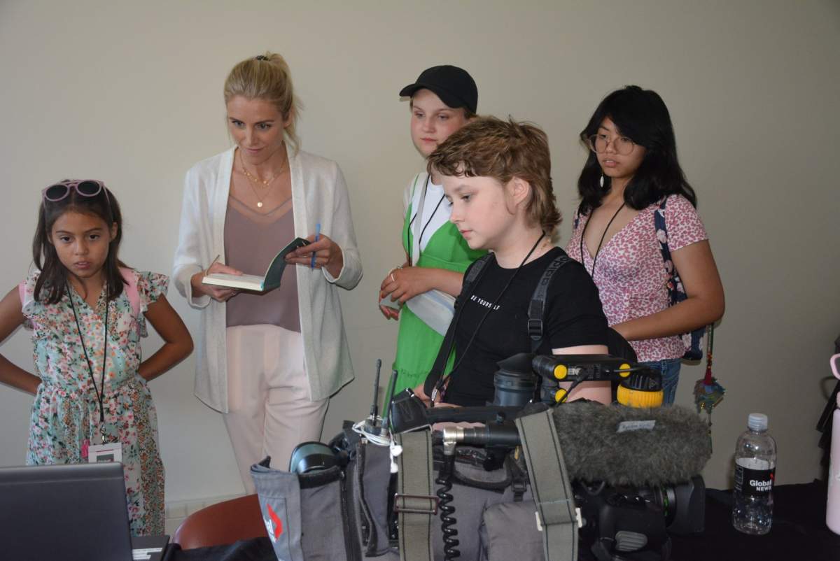 Four special guests from the Kids with Cancer Society joined anchor Carole Anne Devaney and meteorologist Jesse Beyer at the Edmonton International Fringe Theatre Festival Wednesday, Aug. 17, 2022 for a dream experience to be reporters for the day.