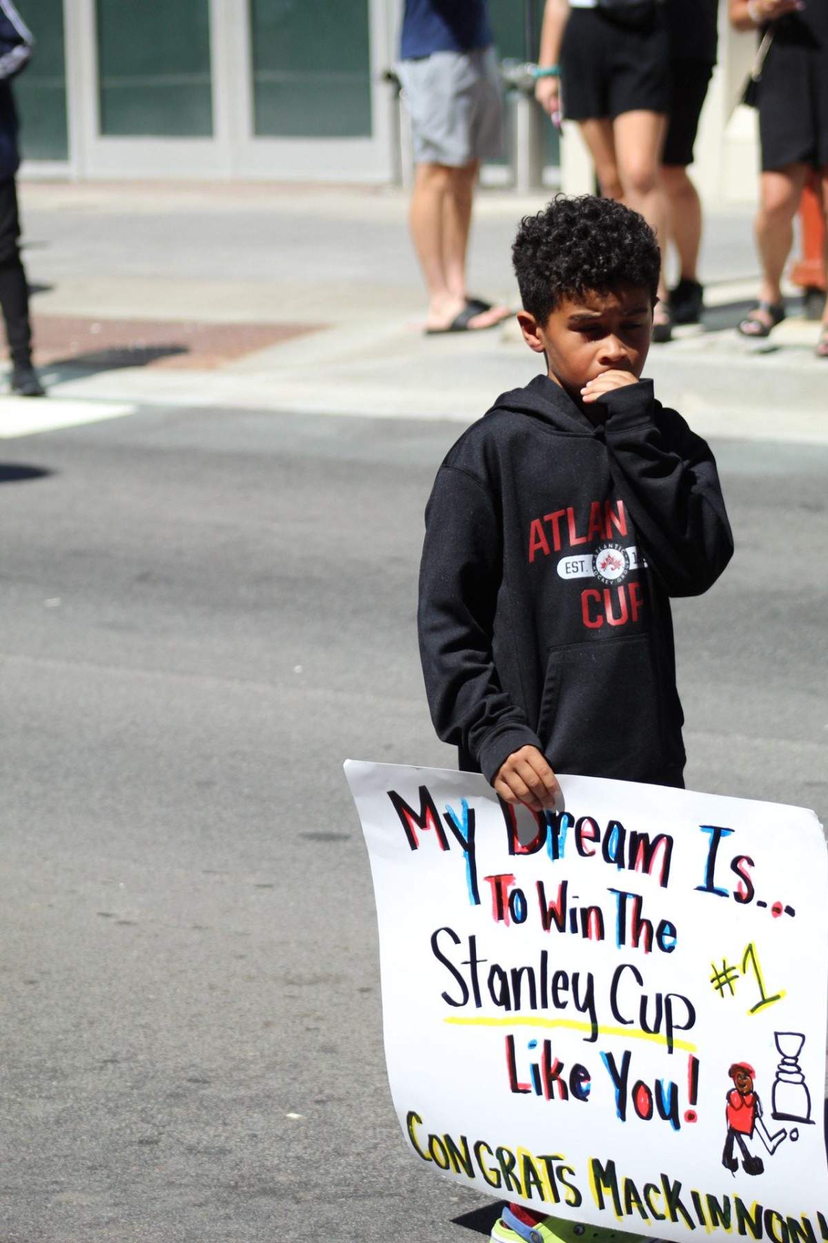 A young fan was seen on Spring Garden Road just before MacKinnon arrived.