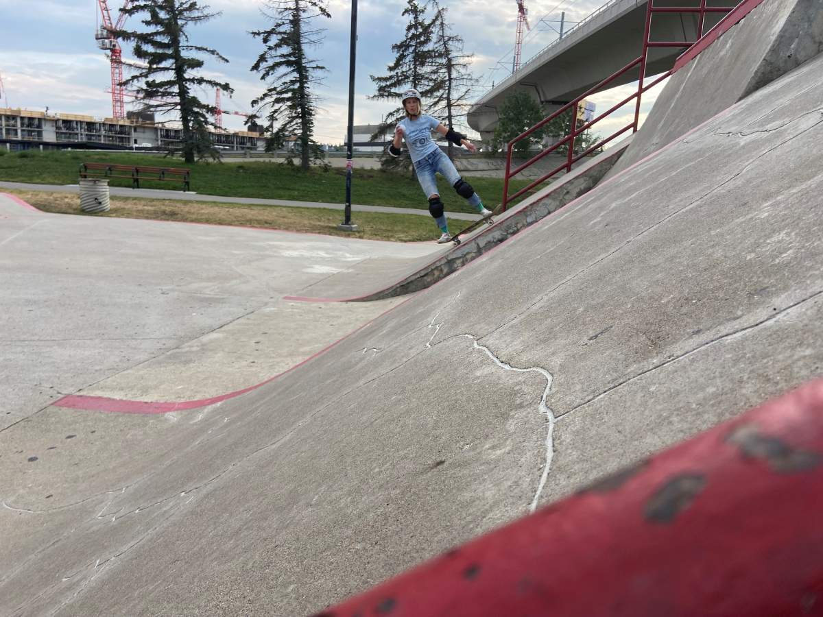 Erica Jacobs on the half-pipe.