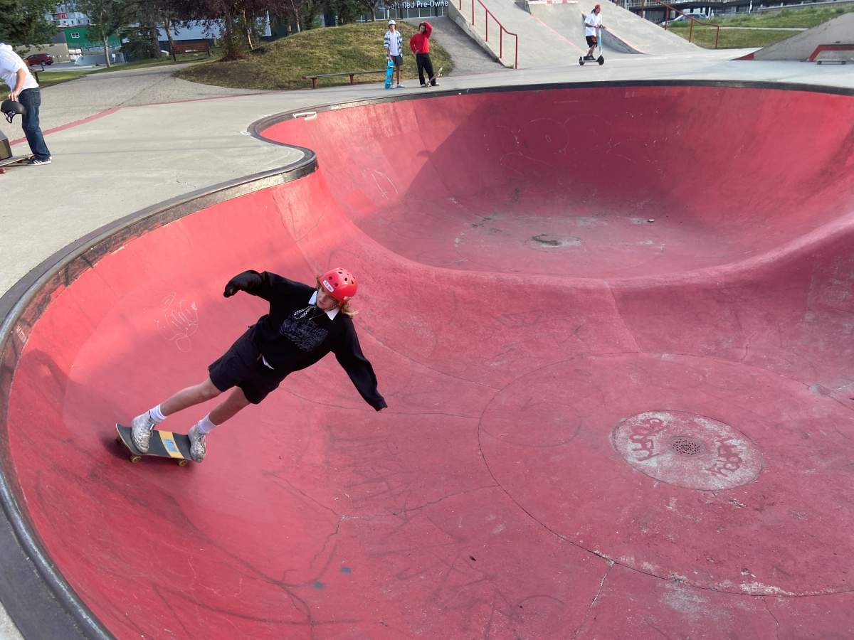 Mentor, Emily Roadhouse, in “the bowl” at the skatepark.