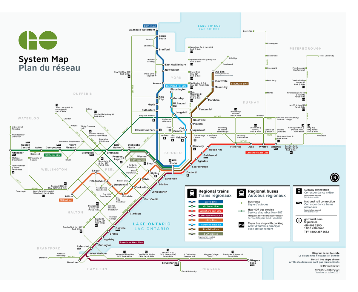 GO Transit system map.