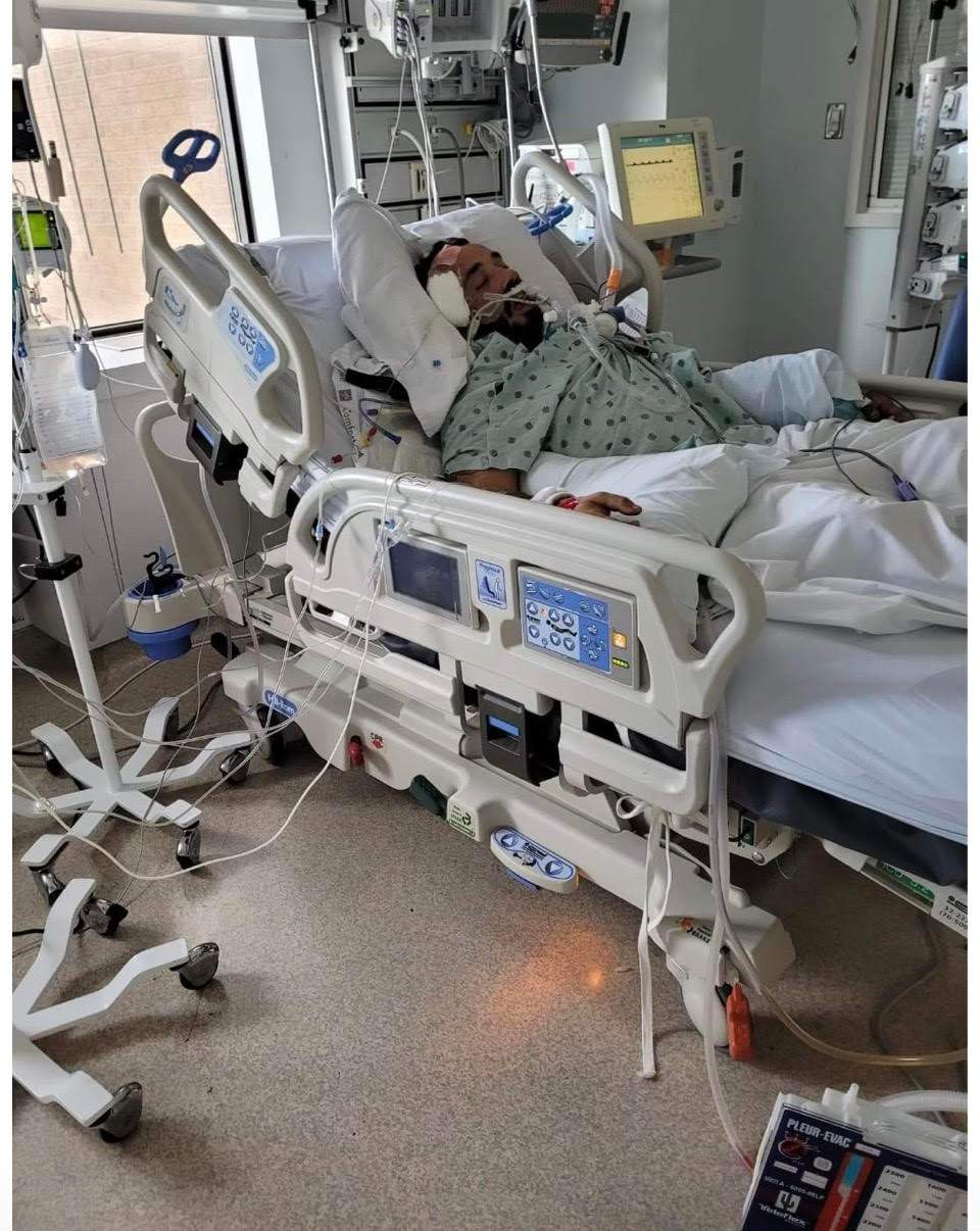Jason Oliver at Halifax’s QEII hospital following a life-altering motorcycle crash in July 2021