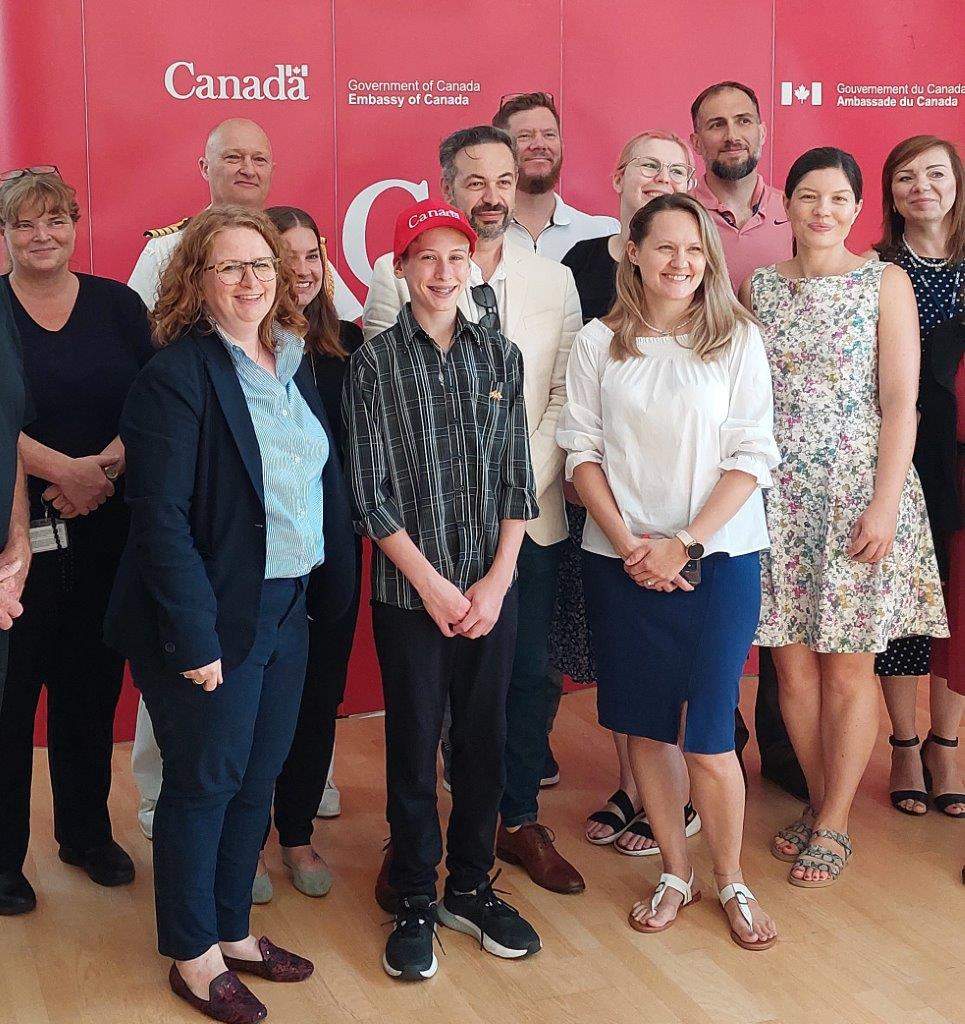 Oscar Oliver with some of the Canadian Embassy team in Warsaw, Poland.