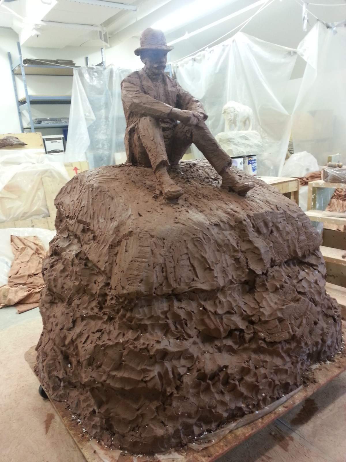The Buffalo and the Buffalo Fur Trader by artist Kenneth Lum are two, 13-foot-tall bronze sculptures commissioned for the Walterdale Bridge replacement in Edmonton, Alta.
