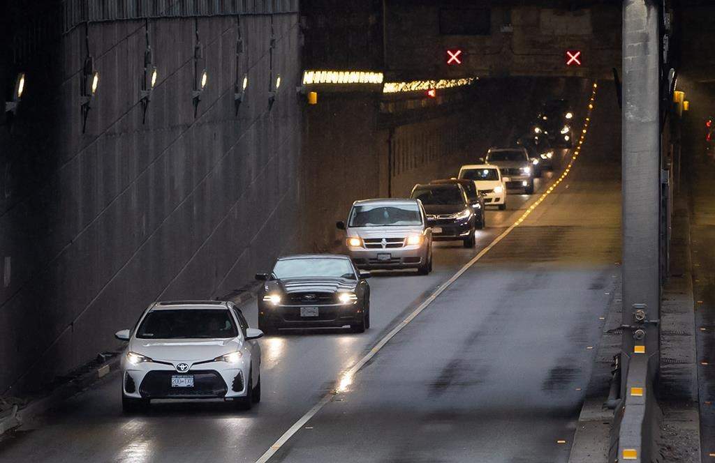 Motorists exit the George Massey Tunnel in Richmond, B.C., Friday, Aug. 20, 2021. Drivers may be in for some sticker shock when it comes time to renew their auto insurance. THE CANADIAN PRESS/Darryl Dyck.