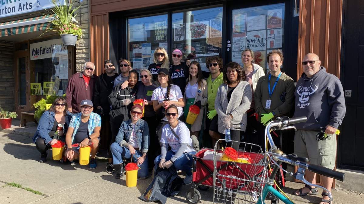 A group of volunteers gathered on Thursday morning for a community clean-up of Barton Street.