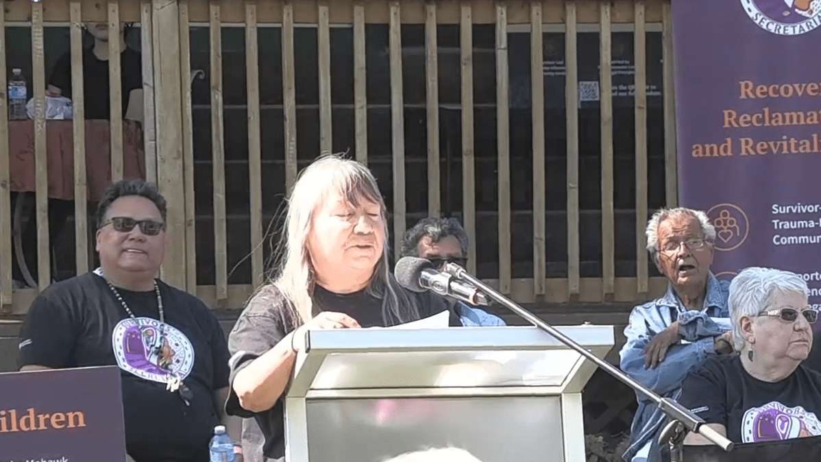 Survivors’ Secretariat board of director member Sherlene Bomberry during a year in review event in Brantford, Ont.