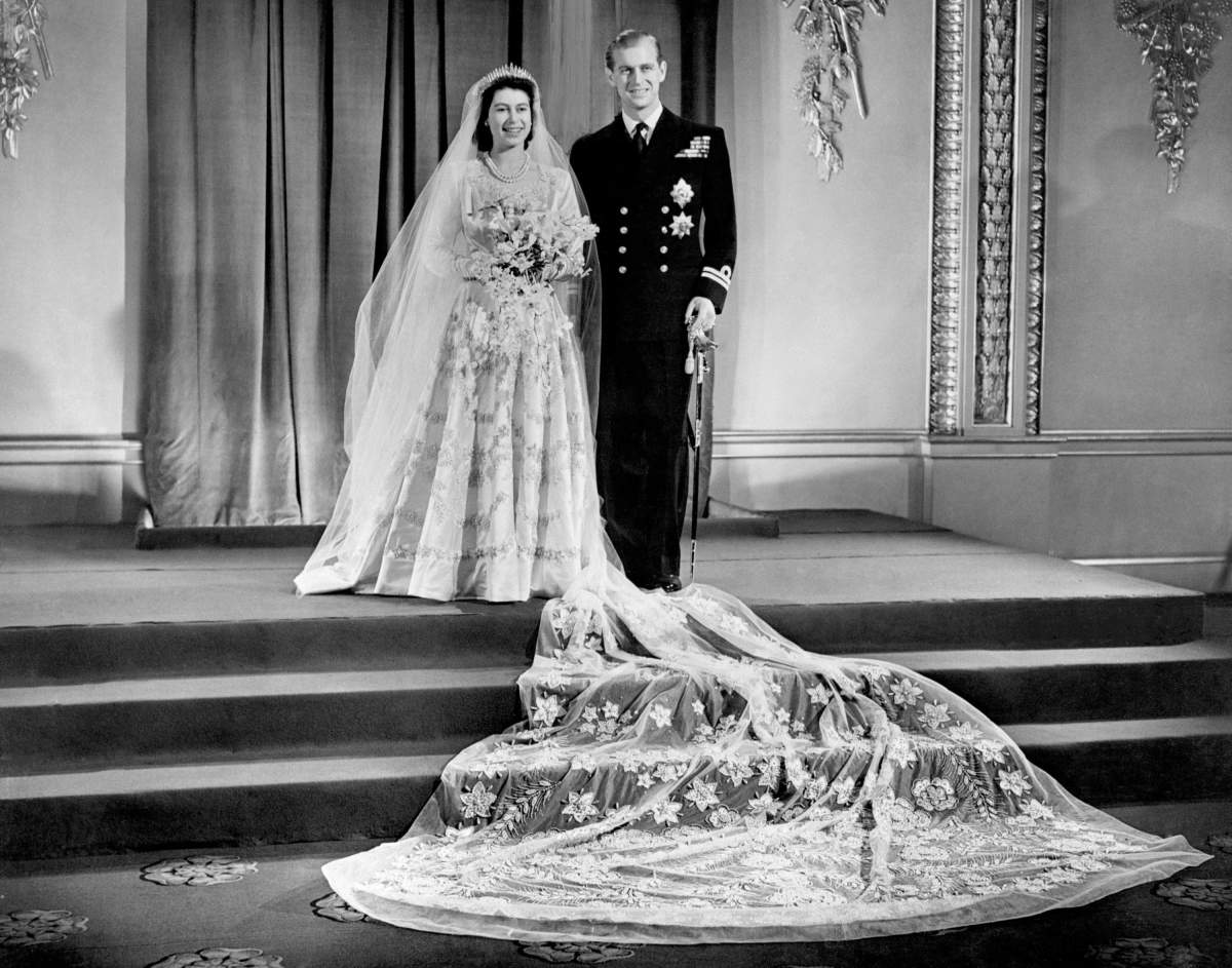 Princess Elizabeth and Lieutenant Philip Mountbatten, at London's Buckingham Palace after their wedding ceremony on Nov. 20, 1947.