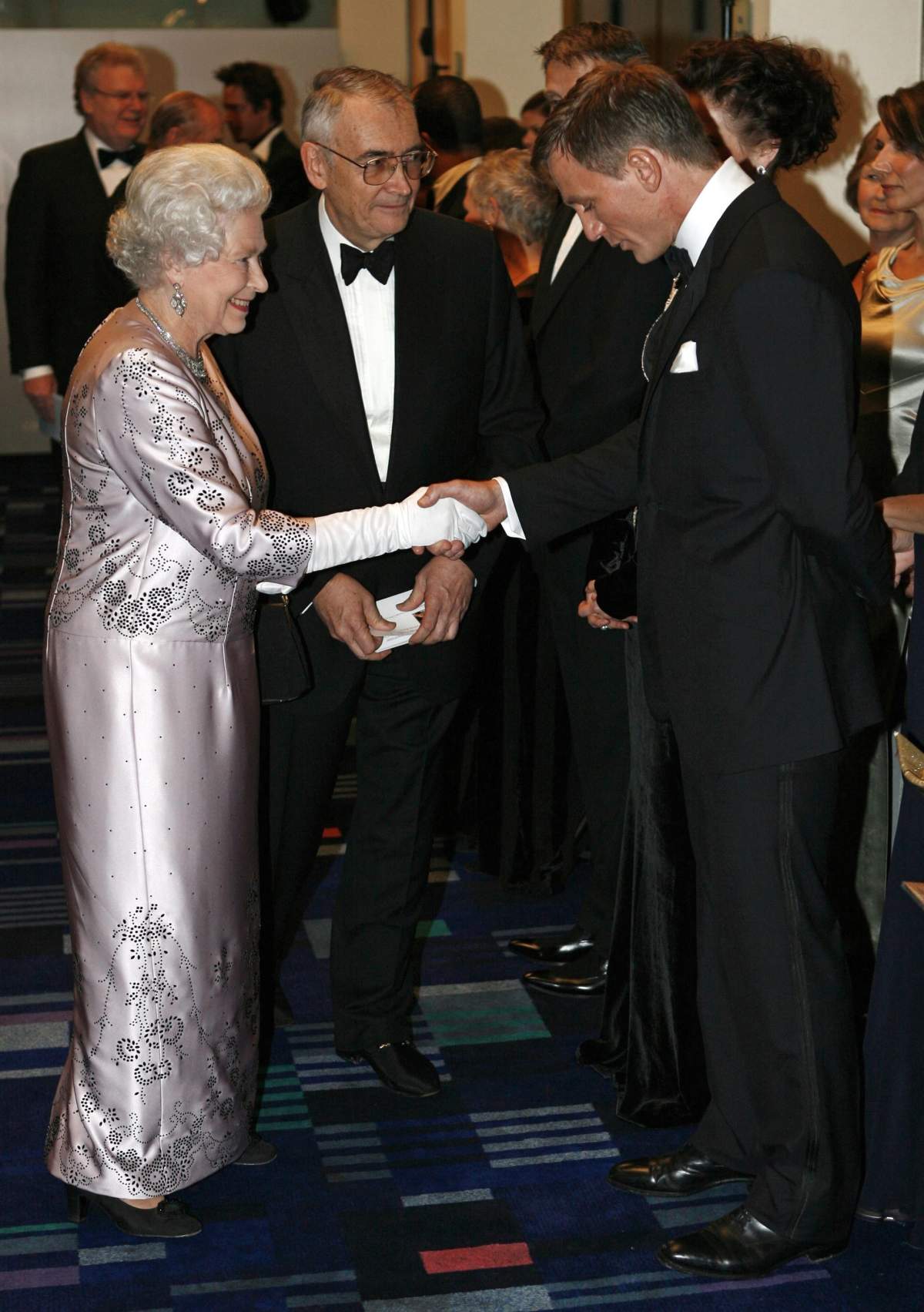 Queen Elizabeth II meets 'James Bond' actor Daniel Craig at the world premiere for the Bond film 'Casino Royale' in Leicester Square, London in 2006.