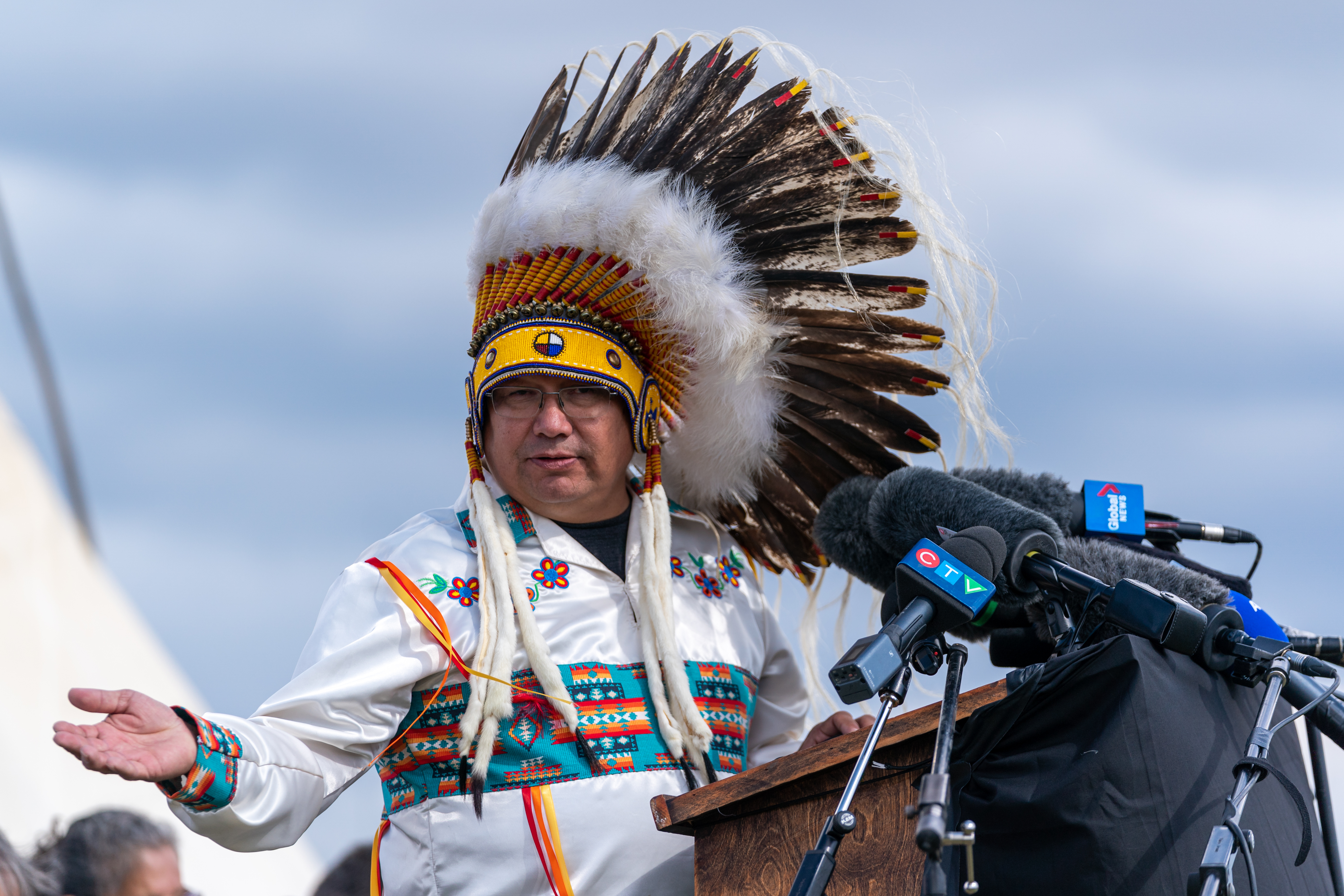 James Smith Cree Nation Chief Wally Burns speaks during a press conference last week. THE CANADIAN PRESS/Heywood Yu