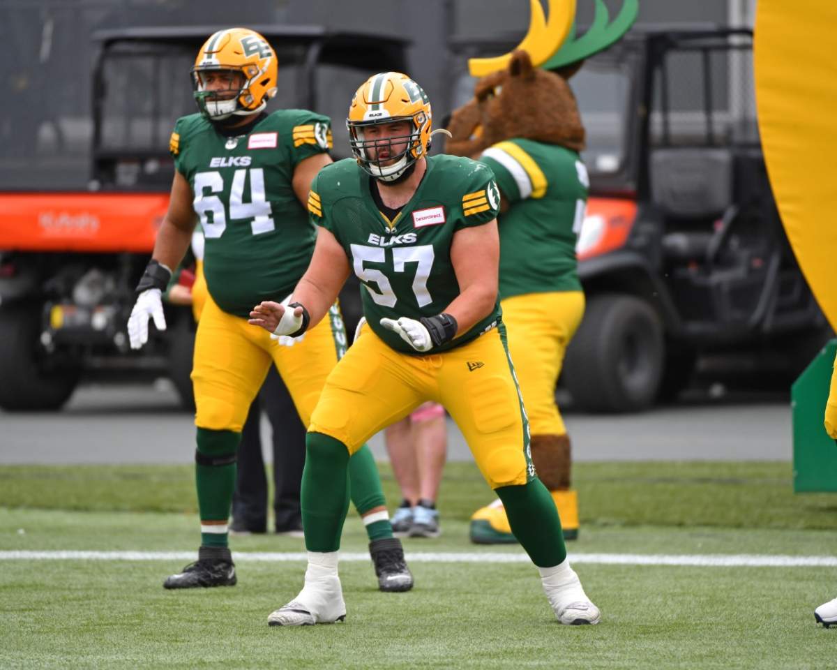 David Beard goes through his warm-up before facing the Redblacks