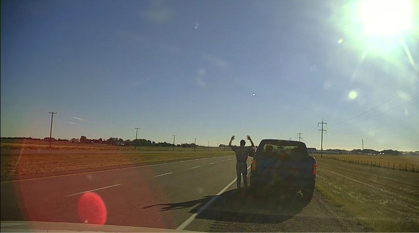 Strathmore RCMP officers are seen in conducting a high risk traffic stop on Sept. 10, 2022, following reports of road rage that included the flashing of a handgun.