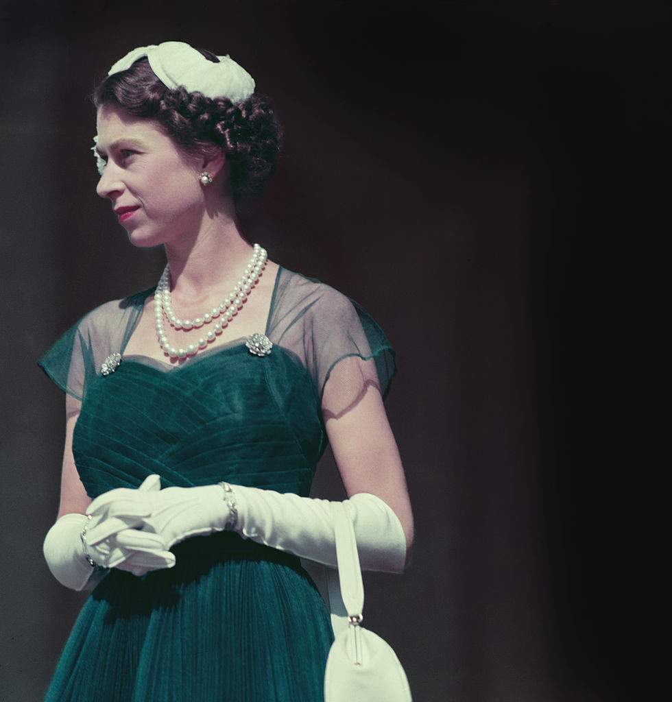 Queen Elizabeth II on the balcony of Government House, Melbourne, during her tour of Australia, March 1954.