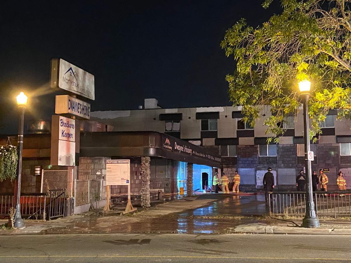 Edmonton firefighters were called to an abandoned building formerly known as Dwayne's home for a fire on the third floor in the morning on Sept. 14, 2022.