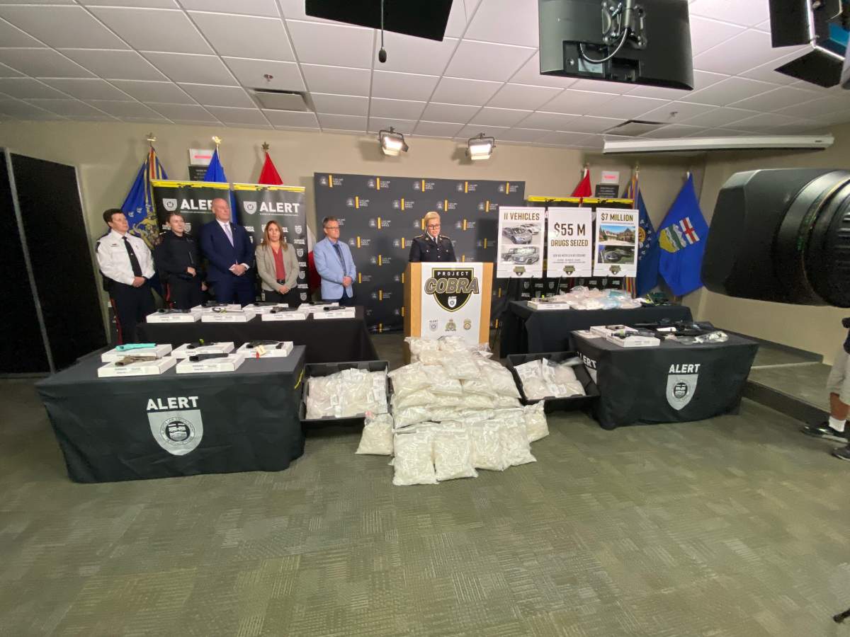 The ALERT news conference on Sept. 28, 2022 to share information about Project Cobra which resulted in roughly $55 million worth of meth and cocaine seized as part of a cross-border investigation.