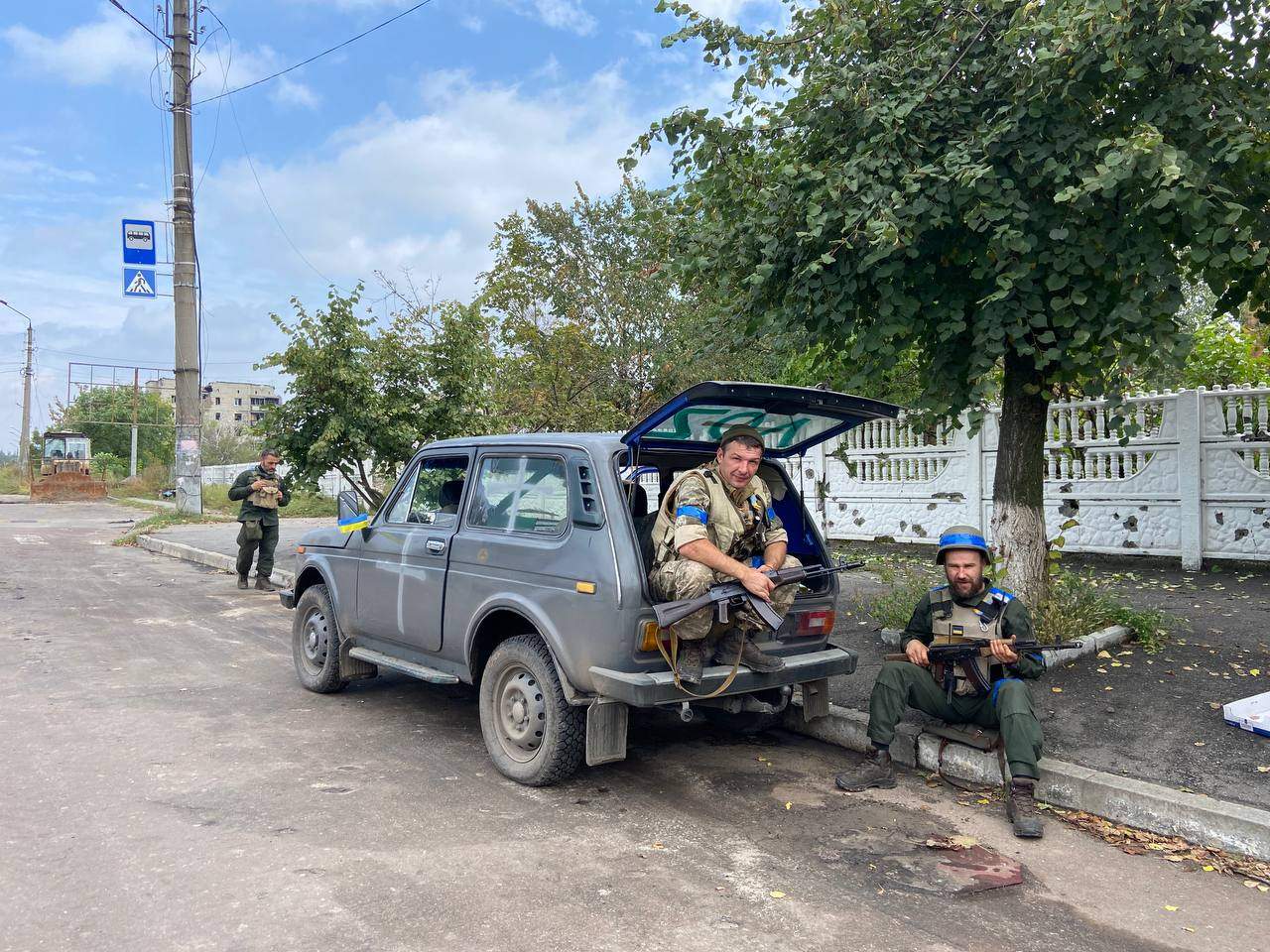 Ukrainian soldiers in Izyum, Ukraine.