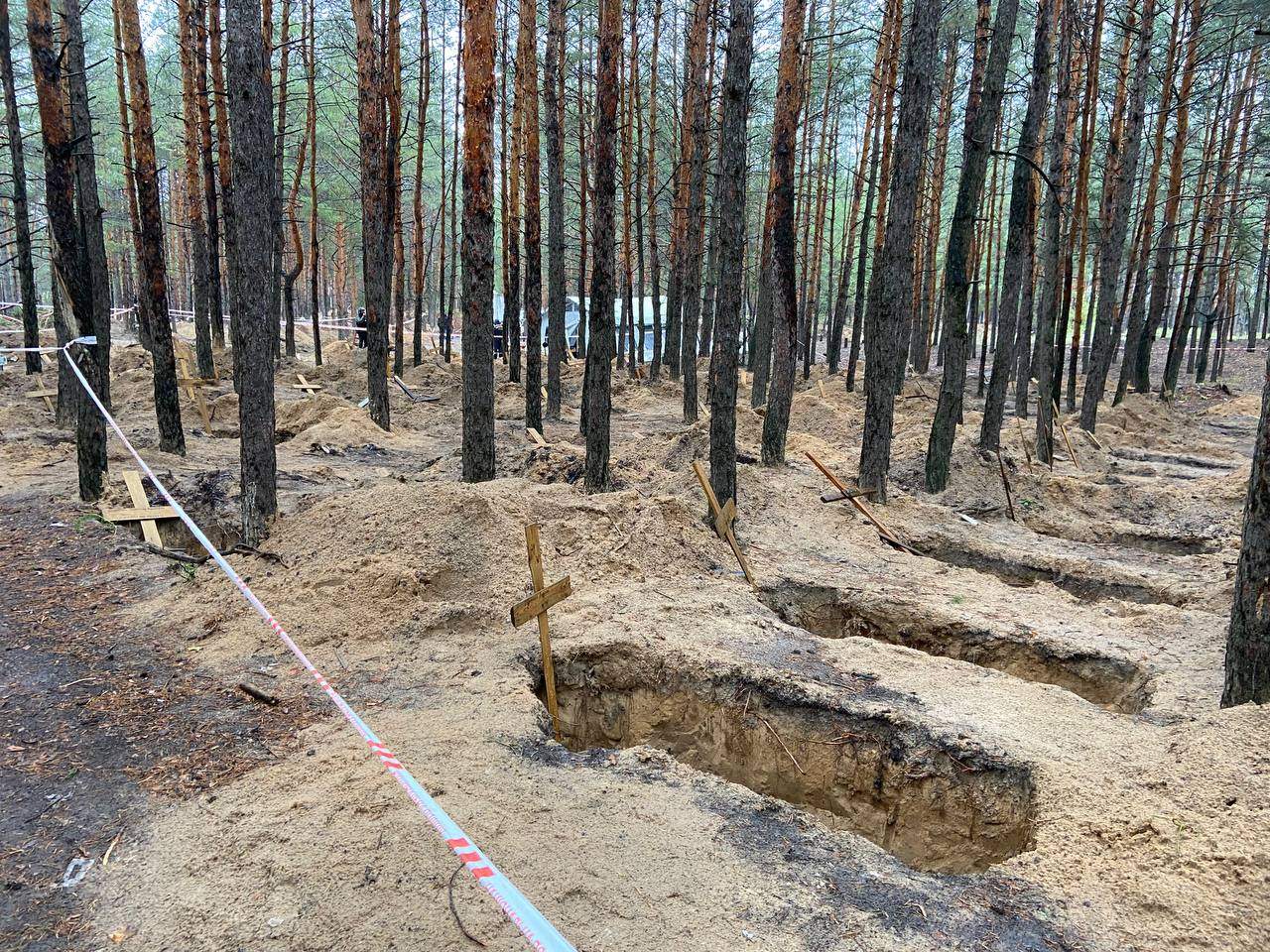 Mass grave site in Izyum, Ukraine.