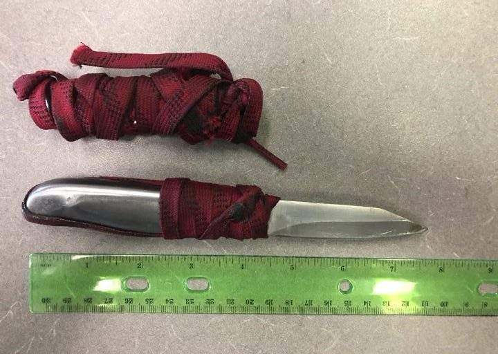 Image from the Edmonton Police Service of the knife recovered after an officer interacted with a woman on 100 Street near 106 Avenue in Chinatown on Thursday, Sept. 15, 2022.