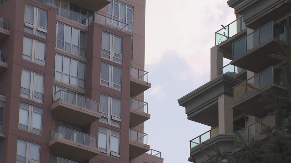 Downtown Calgary apartments buildings are pictured on Sept. 15, 2022.