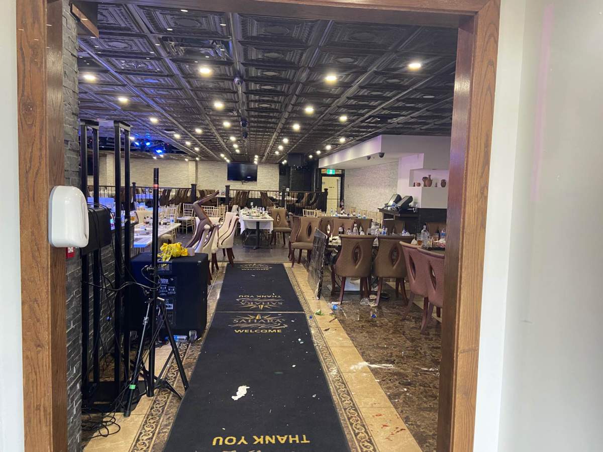 A shooting happened at the Sahara Mediterranean Restaurant in northwest Edmonton on Monday, Sept. 5, 2022.