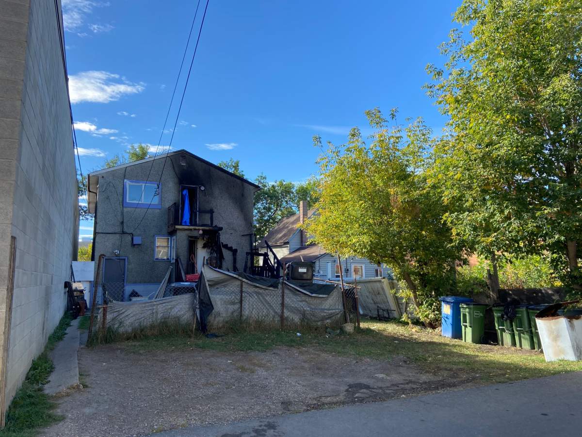 The aftermath of a blaze at a home in the area of 96 Street and 105A Avenue Monday, Sept. 26, 2022.