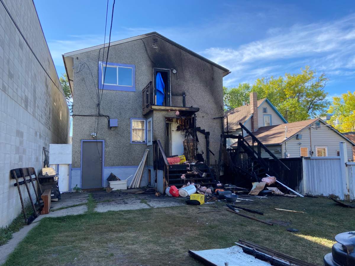 The aftermath of a blaze at a home in the area of 96 Street and 105A Avenue Monday, Sept. 26, 2022.