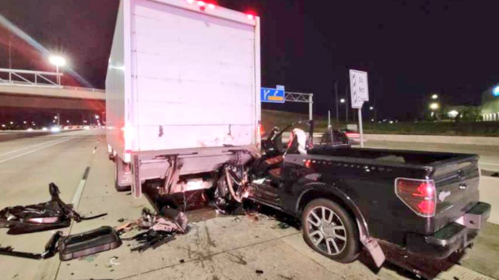 An Oakville man was sent to hospital after a collision on the 401 in Mississauga, Ont., Aug. 31, 2022.