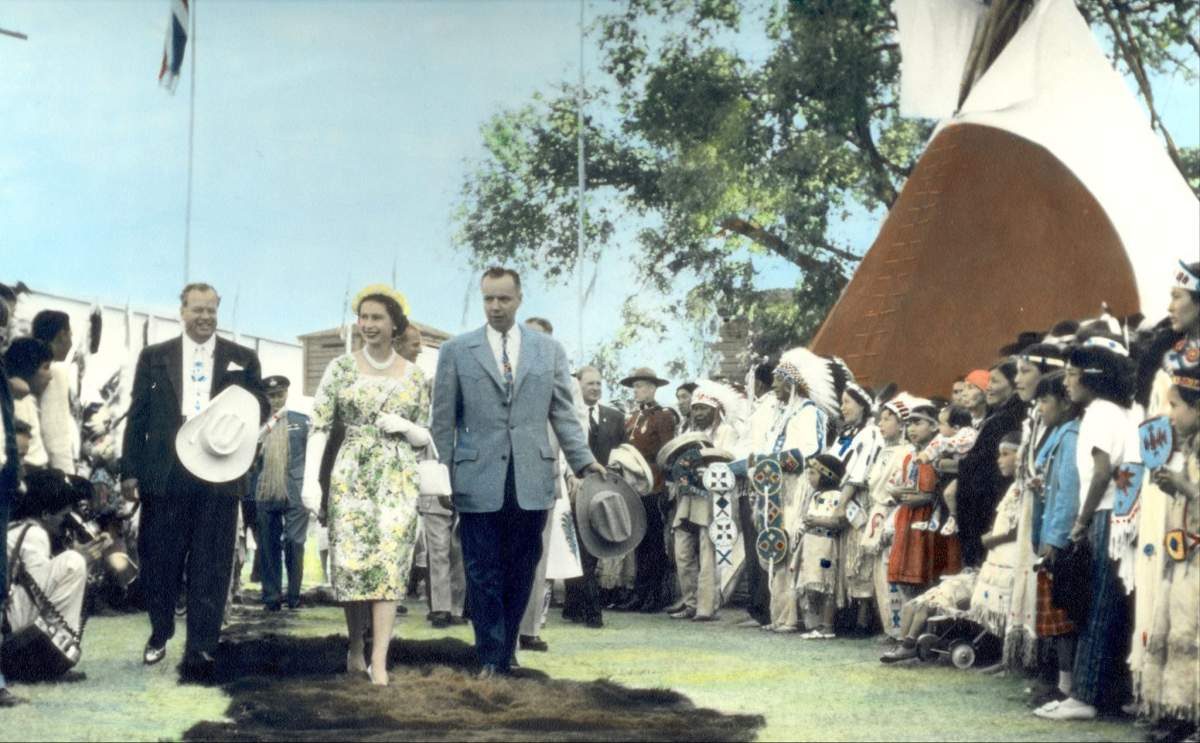 Queen Elizabeth attending the Calgary Stampede in 1959.