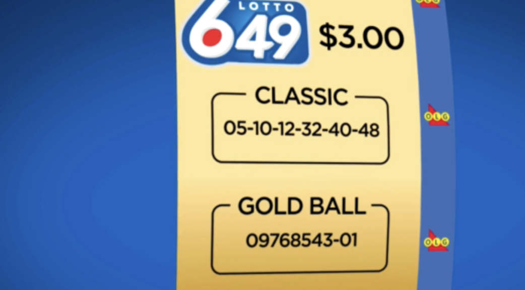 A Lotto 6/49 ticket is pictured. 