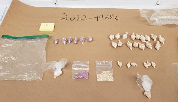 Some of the drugs seized by police at a business in Surrey.