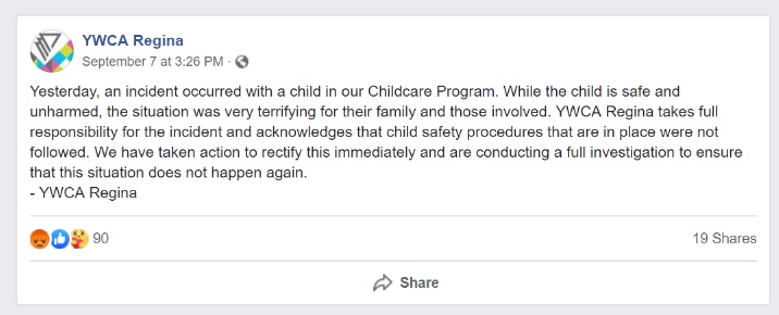 YWCA confirmed Wednesday that an incident occurred at the daycare.