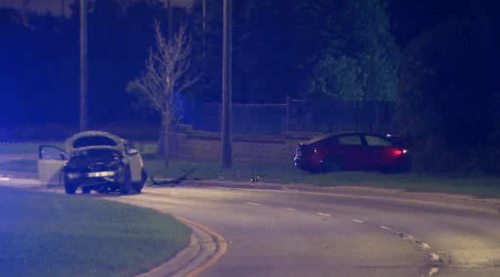 The scene of the crash in the area of Humberwest Parkway and Cottrelle Boulevard.