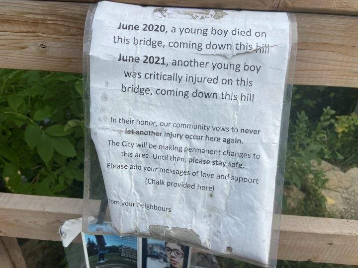 Memorial on bridge in Confederation Park