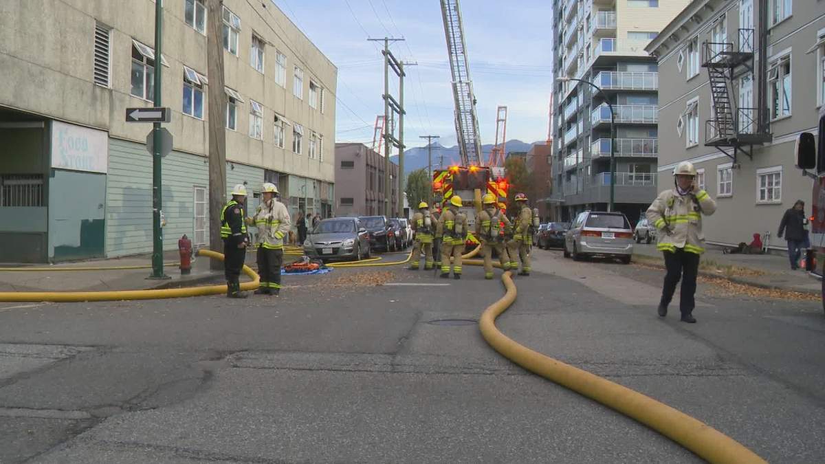 More than 30 Vancouver firefighters responded to the blaze in East Vancouver, Saturday morning.