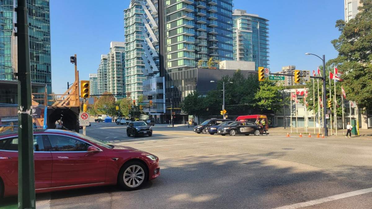 A look at the crash on Georgia and Cardero Street Tuesday afternoon.