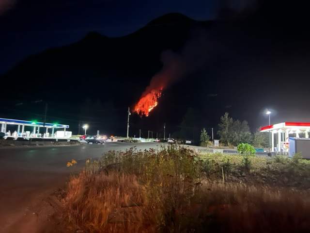 Residents in Hope saw the fire as late Thursday night.