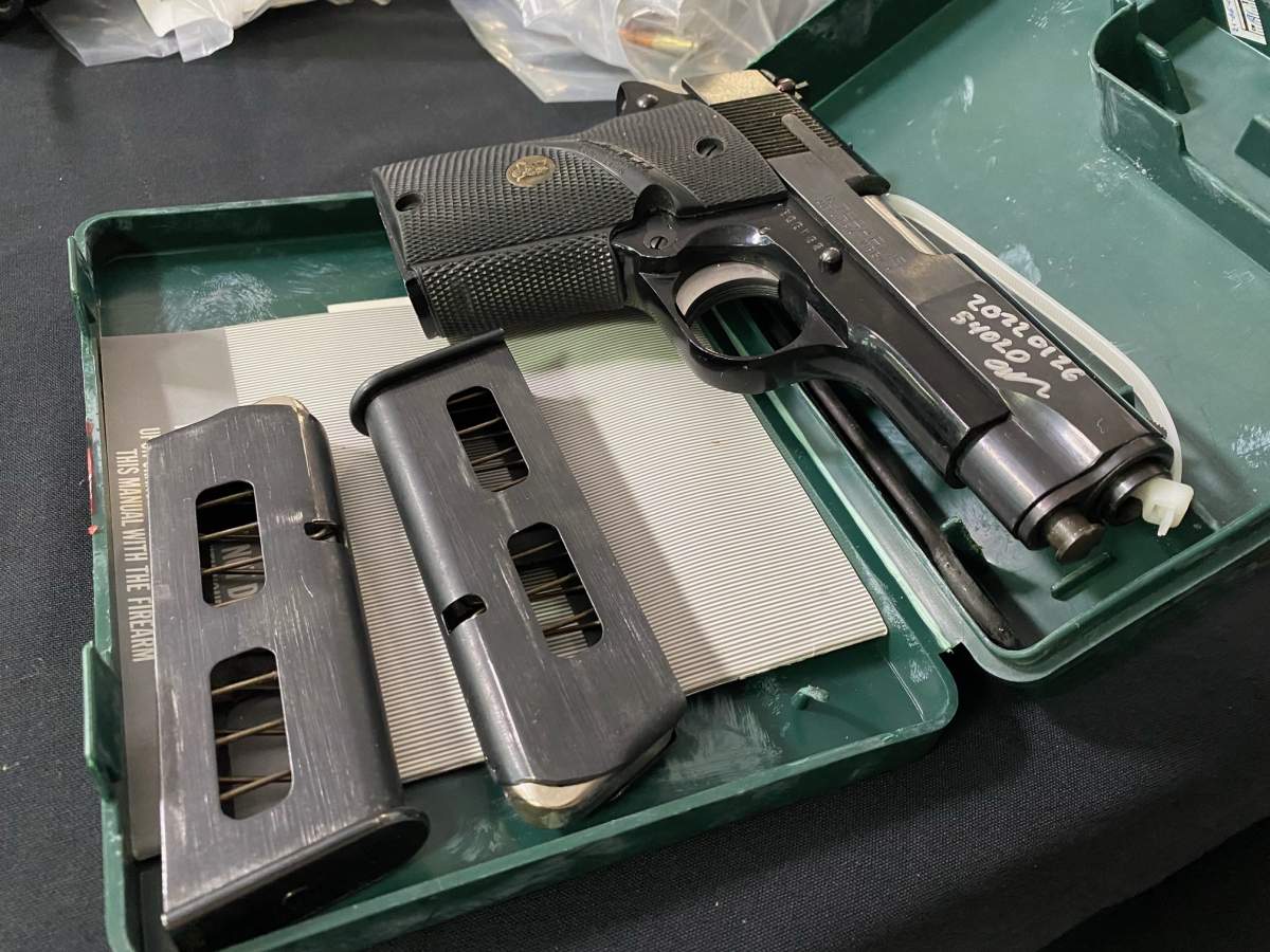 A total of 19 firearms including handguns, rifles, submachine guns and suppressors were taken off the street as a result of ALERT's Project Cobra and were shown at a news conference on Sept. 28, 2022.