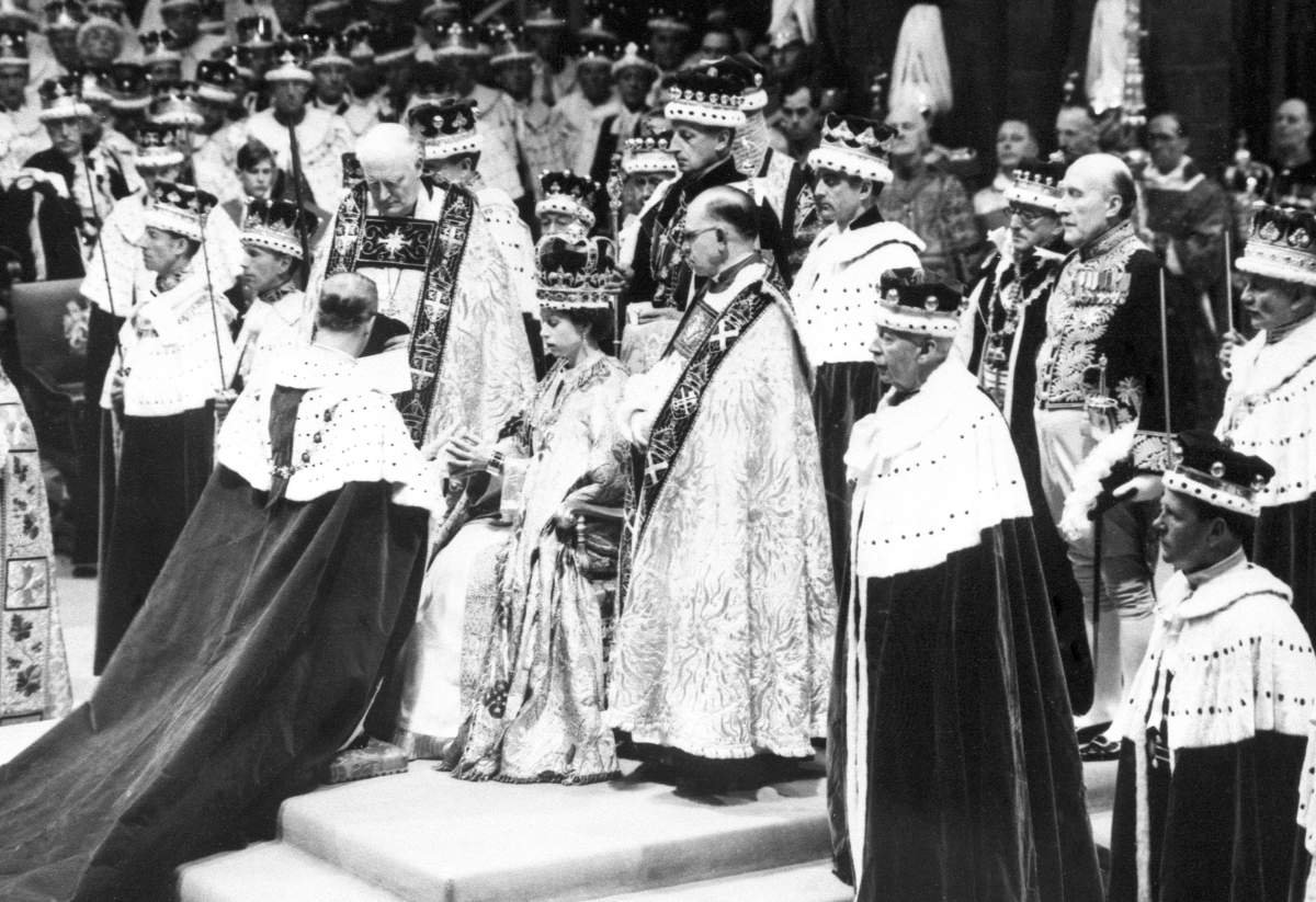 File photo dated 02/06/53 of Queen Elizabeth II receives the homage of the Duke of Edinburgh (her husband) at her coronation in London’s Westminster Abbey as the Queen’s funeral venue is where she was married and crowned. The monarch had close connections to the church – a focal point during times of national celebration and sadness. The Queen was married and crowned at Westminster Abbey. Now the bells of the “House of Kings” – half muffled in mourning – will ring out at her funeral. It will be the first time in over 260 years a sovereign’s funeral has taken place in the Abbey. The last was George II’s in 1760.