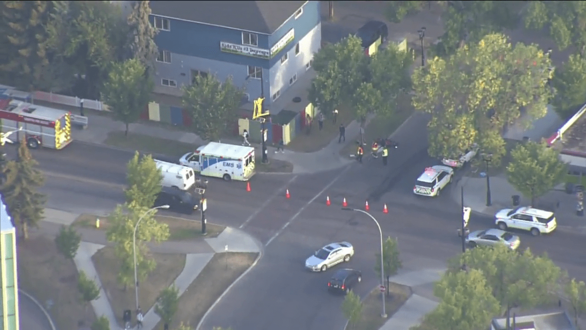 Police have closed off the intersection of 105 St. and 118 ave. following a collision Sept. 7, 2022. 