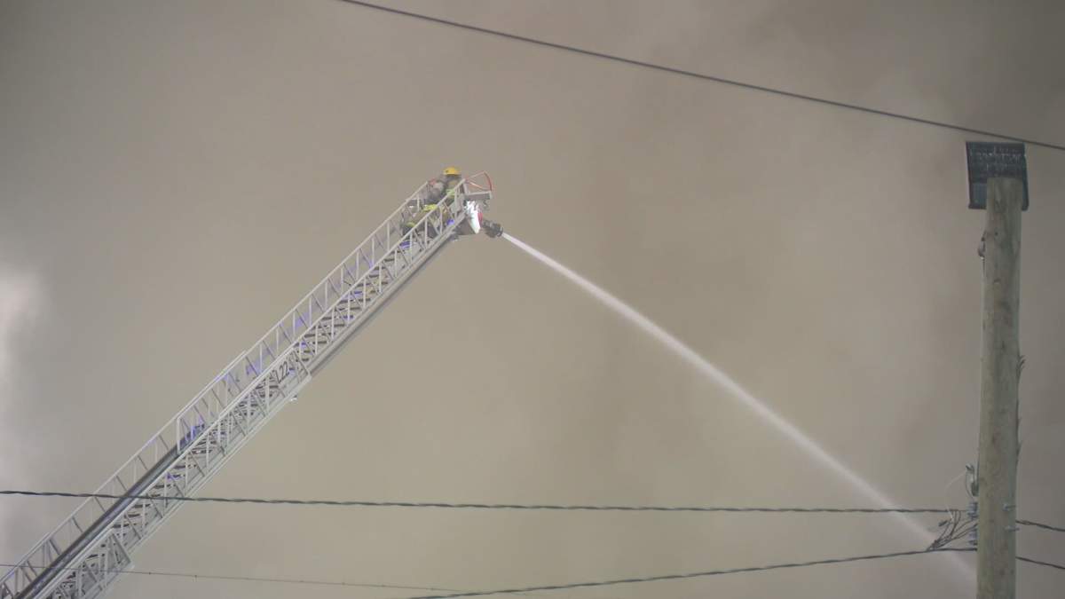 A Vancouver firefighter was seen high on a ladder, Saturday morning.