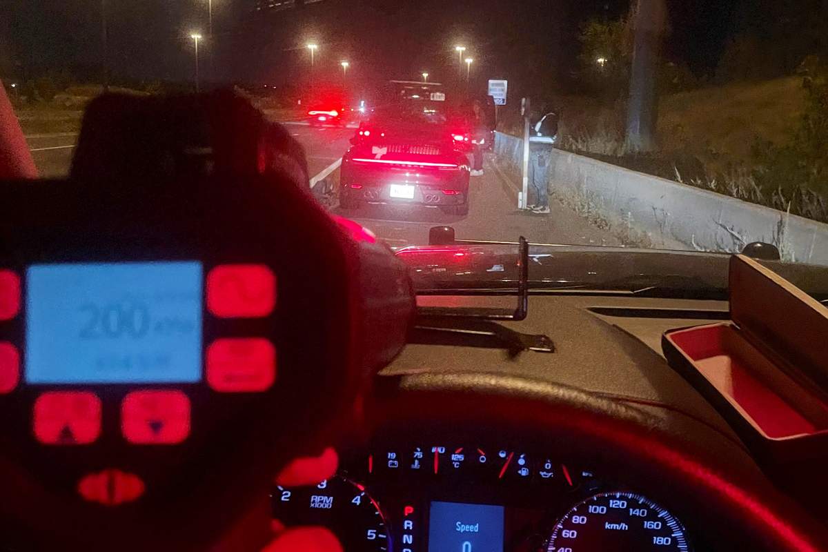 A photo police posted to Twietter showed that police had pulled over a Porsche.